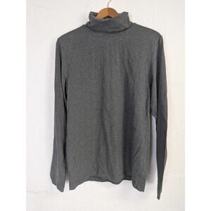 Banana Republic Stretch Grey Turtleneck Shirt Womens Medium Soft Classic Preppy